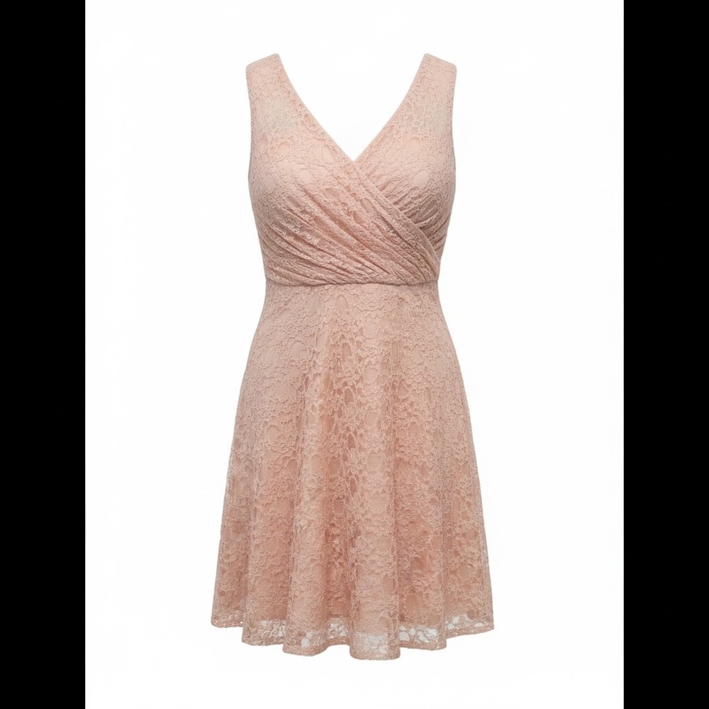 Morilee Blush Lace Fit & Flare Dress Size 14 Romantic Wedding Guest - Picture 4 of 10